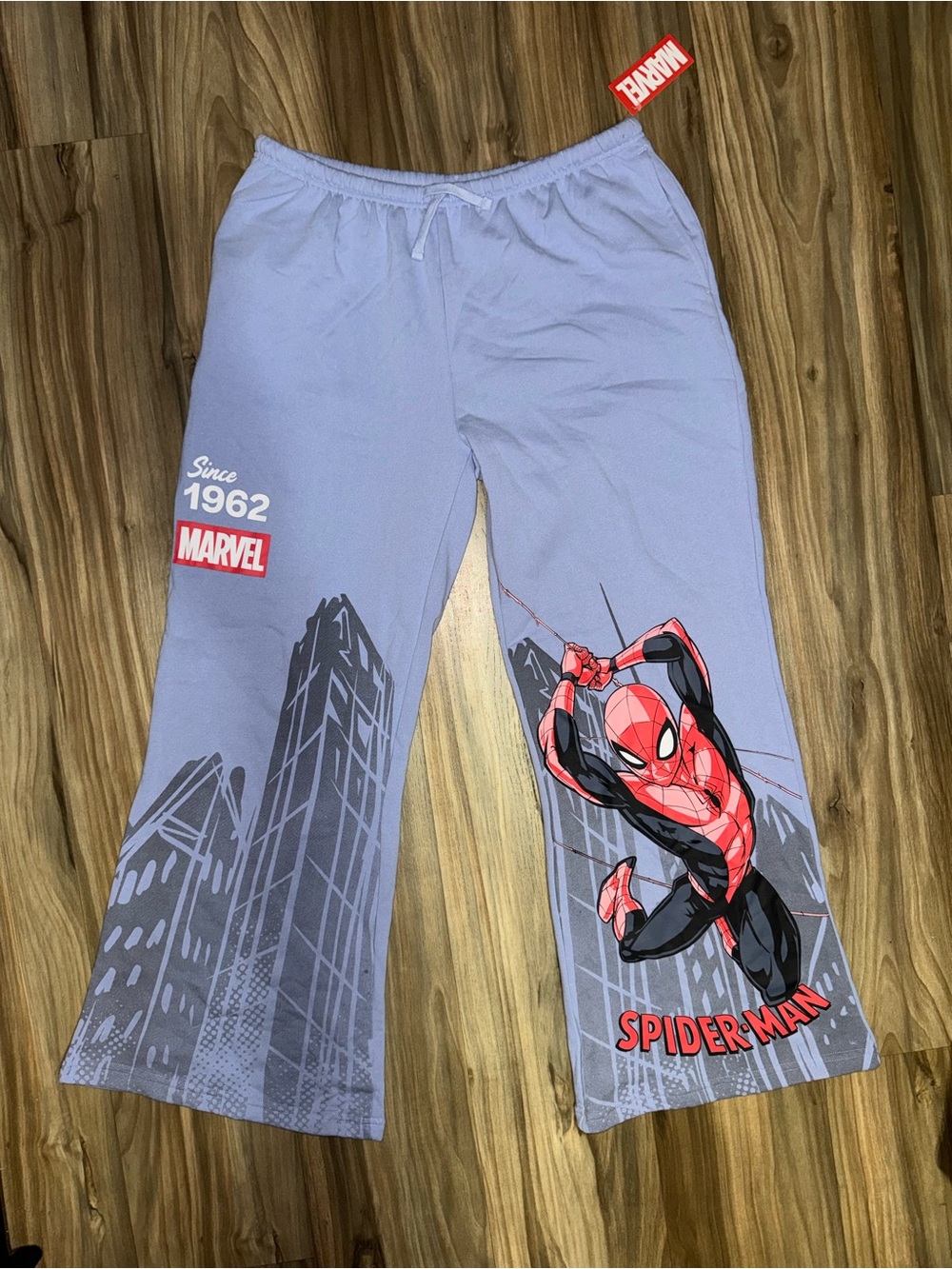 NWT Women’s Blue Marvel Baggy Spiderman Sweatpants With Graphic Size XL